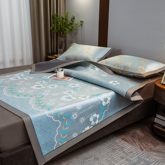 91家纺网 家纺一手货源 找家纺 （总）全季家居 2025新款900D高精密三色纬提花冰丝凉席