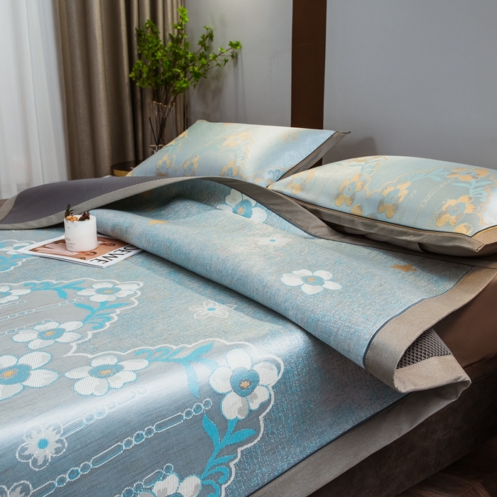 91家纺网 家纺一手货源 找家纺 （总）全季家居 2025新款900D高精密三色纬提花冰丝凉席