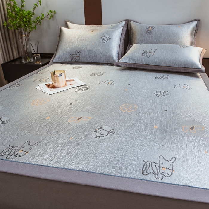 91家纺网 家纺一手货源 找家纺 （总）全季家居 2025新款900D高精密三色纬提花冰丝凉席