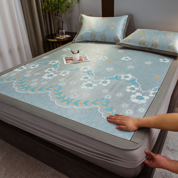 91家纺网 家纺一手货源 找家纺 （总）全季家居 2025新款900D高精密三色纬提花冰丝凉席