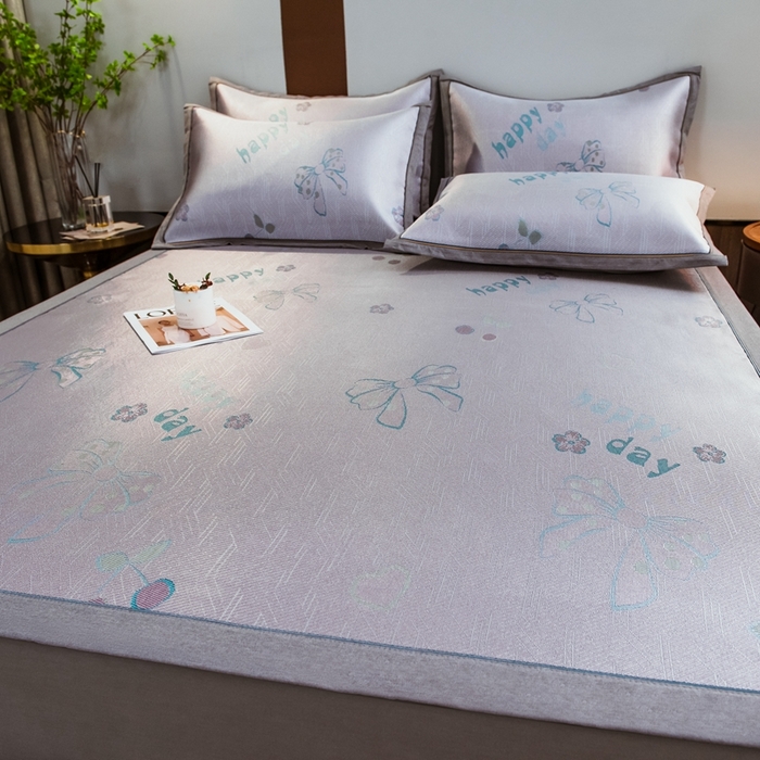 全季家居 2025新款900D高精密三色纬提花冰丝凉席 床席-蝴蝶结