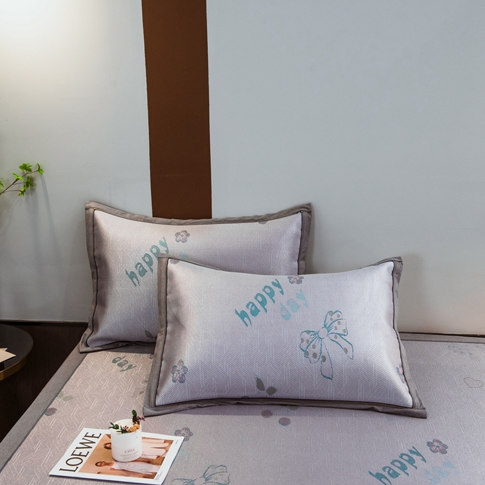 91家纺网 家纺一手货源 找家纺 全季家居 2025新款900D高精密三色纬提花冰丝凉席 床席-蝴蝶结