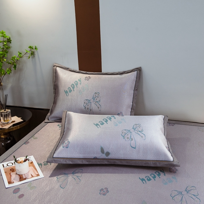 91家纺网 家纺一手货源 找家纺 全季家居 2025新款900D高精密三色纬提花冰丝凉席 床席-蝴蝶结