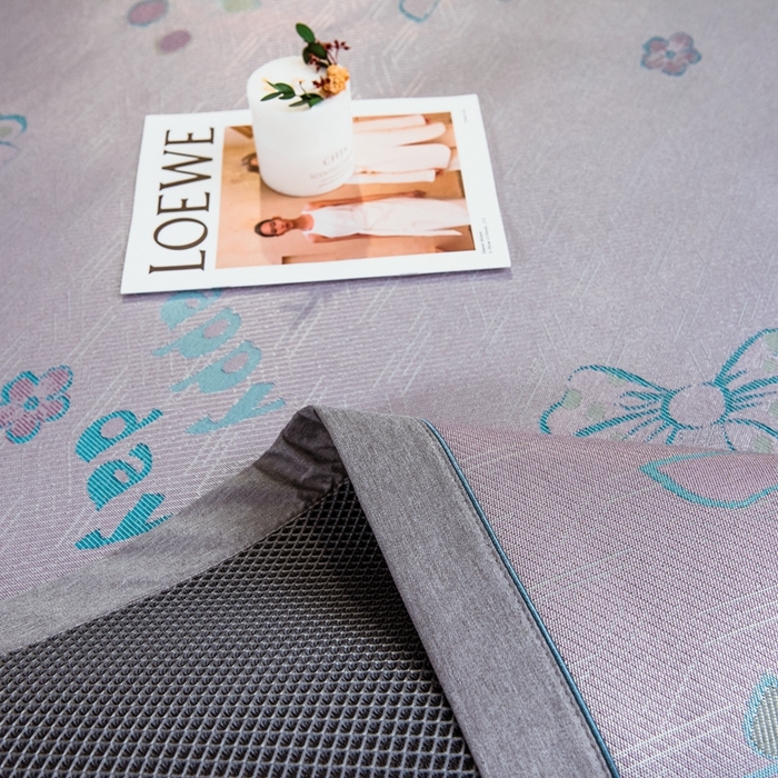 91家纺网 家纺一手货源 找家纺 全季家居 2025新款900D高精密三色纬提花冰丝凉席 床席-蝴蝶结