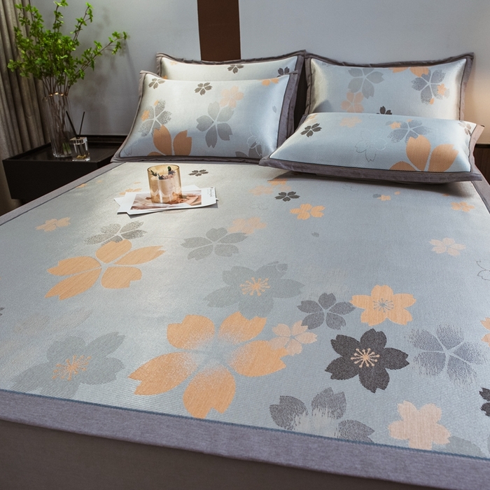 全季家居 2025新款900D高精密三色纬提花冰丝凉席 床席-静享花开