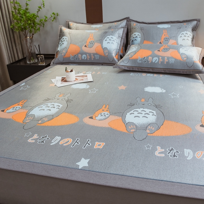 全季家居 2025新款900D高精密三色纬提花冰丝凉席 床席-龙小猫-黄