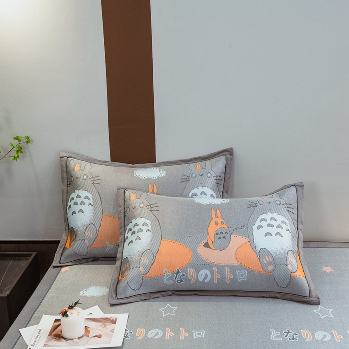 91家纺网 家纺一手货源 找家纺 全季家居 2025新款900D高精密三色纬提花冰丝凉席 床席-龙小猫-黄