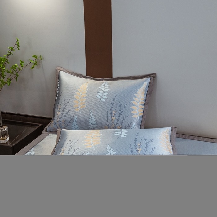 91家纺网 家纺一手货源 找家纺 全季家居 2025新款900D高精密三色纬提花冰丝凉席 床席-陌上草熏