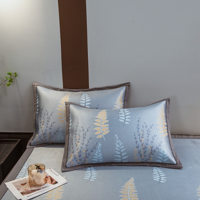 91家纺网 家纺一手货源 找家纺 全季家居 2025新款900D高精密三色纬提花冰丝凉席 床席-陌上草熏