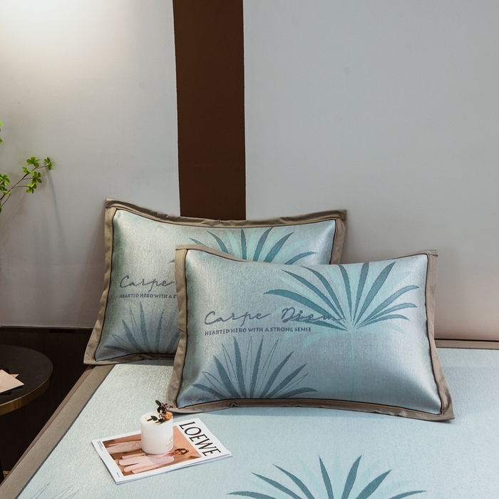 91家纺网 家纺一手货源 找家纺 全季家居 2025新款900D高精密三色纬提花冰丝凉席 床席-夏之语