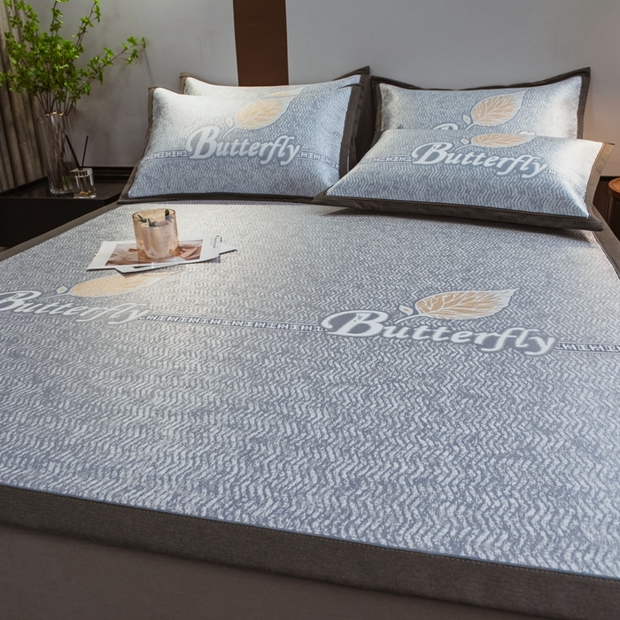 全季家居 2025新款900D高精密三色纬提花冰丝凉席 床席-羽叶