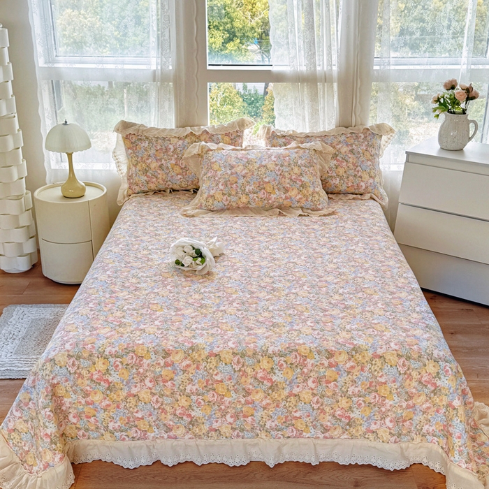 添越家纺2025新款纯棉砂洗床盖三件套四件套系列 花海