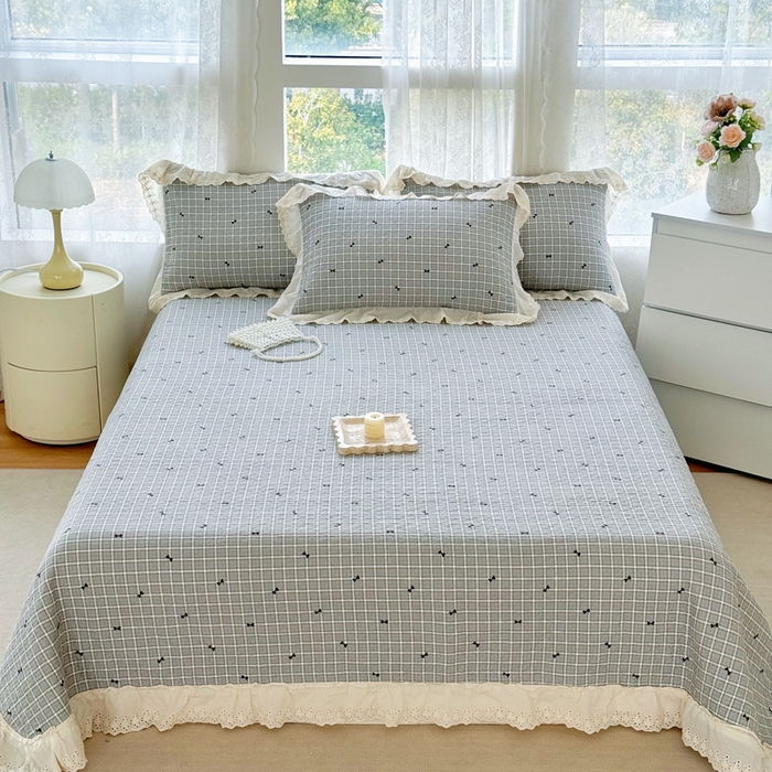 添越家纺2025新款纯棉砂洗床盖三件套四件套系列 卡米洛-灰