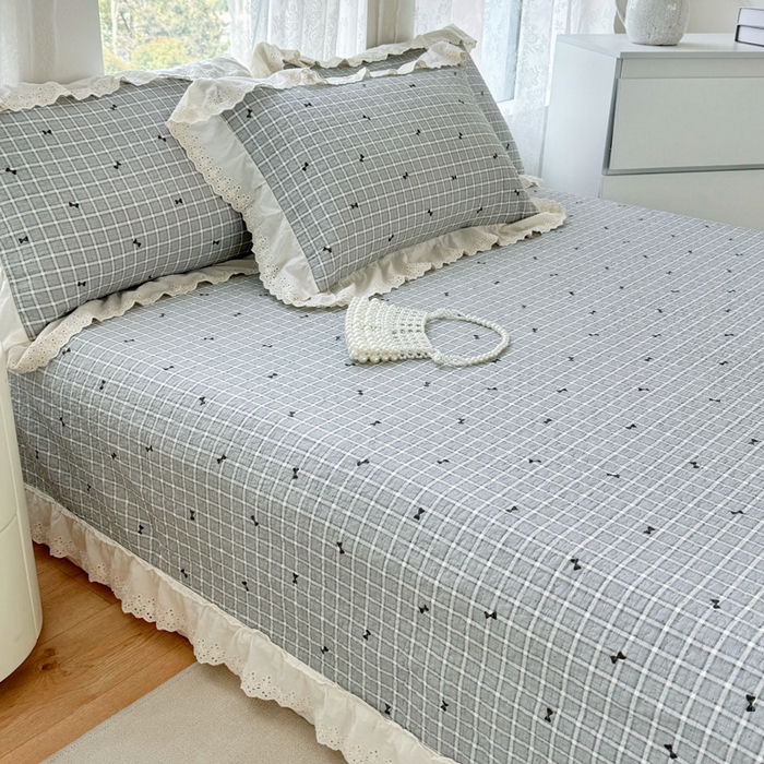 91家纺网 家纺一手货源 找家纺 添越家纺2025新款纯棉砂洗床盖三件套四件套系列 卡米洛-灰