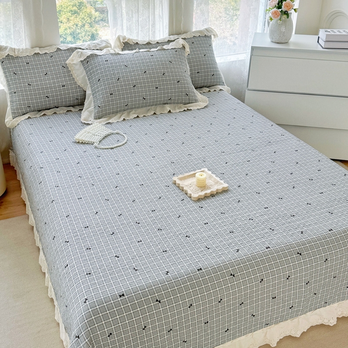 91家纺网 家纺一手货源 找家纺 添越家纺2025新款纯棉砂洗床盖三件套四件套系列 卡米洛-灰