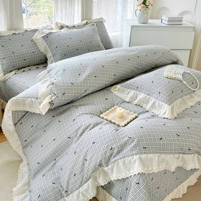 91家纺网 家纺一手货源 找家纺 添越家纺2025新款纯棉砂洗床盖三件套四件套系列 卡米洛-灰