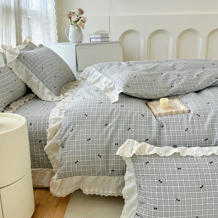 91家纺网 家纺一手货源 找家纺 添越家纺2025新款纯棉砂洗床盖三件套四件套系列 卡米洛-灰