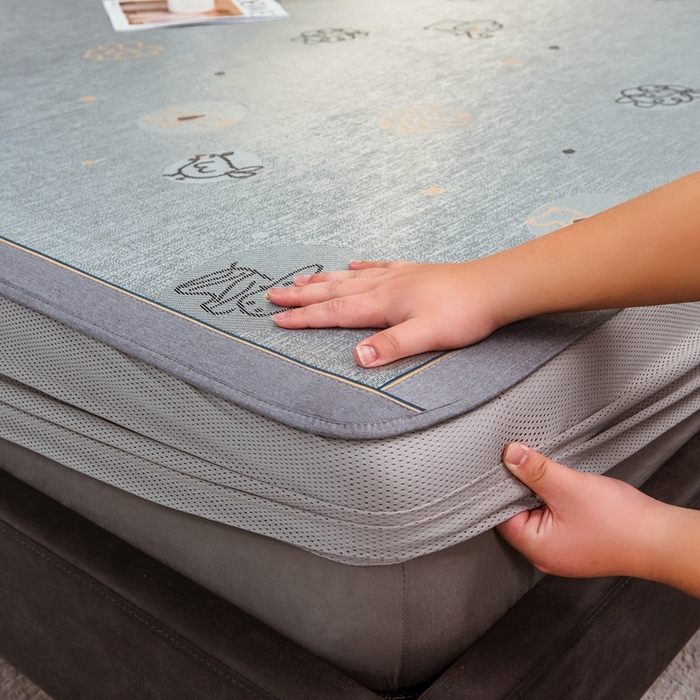 91家纺网 家纺一手货源 找家纺 全季家居 2025新款900D高精密三色纬提花冰丝凉席 床笠-动物乐园