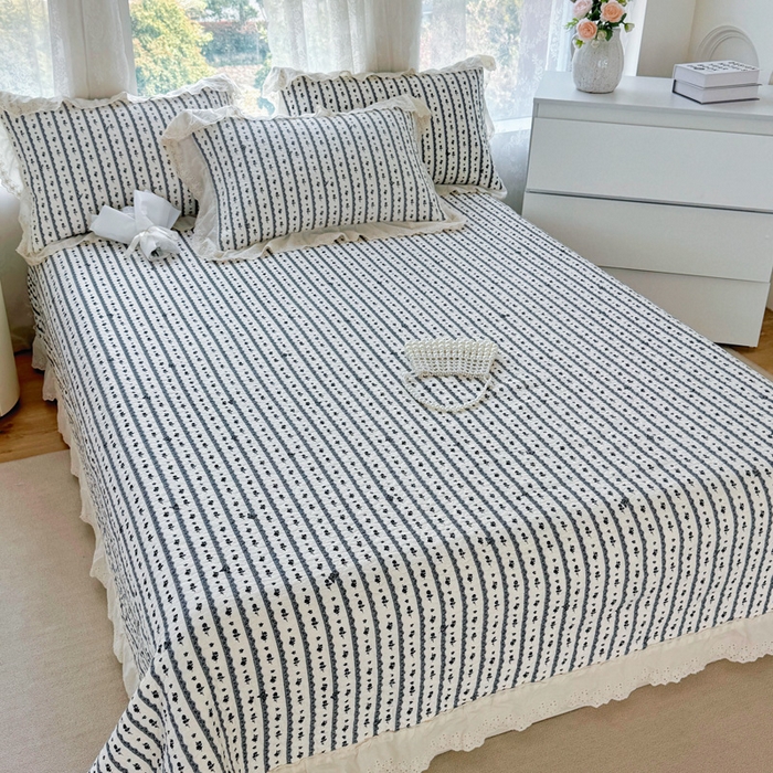 91家纺网 家纺一手货源 找家纺 添越家纺2025新款纯棉砂洗床盖三件套四件套系列 玫瑰物语