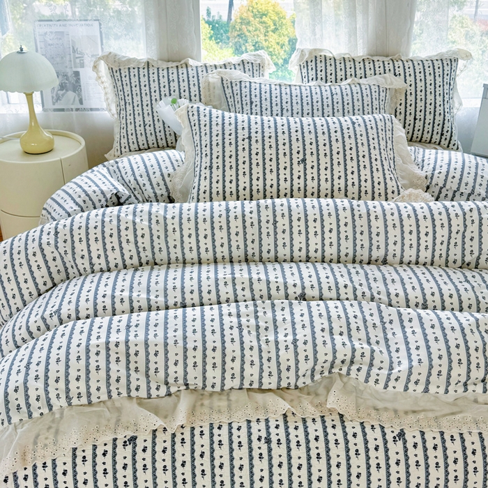 91家纺网 家纺一手货源 找家纺 添越家纺2025新款纯棉砂洗床盖三件套四件套系列 玫瑰物语