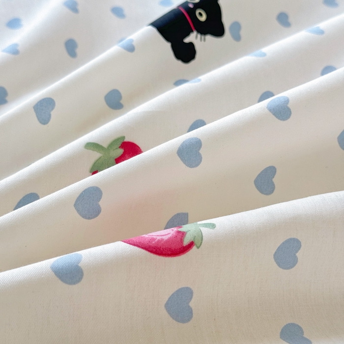 91家纺网 家纺一手货源 找家纺 添越家纺2025新款纯棉砂洗床盖三件套四件套系列 甜心小猫