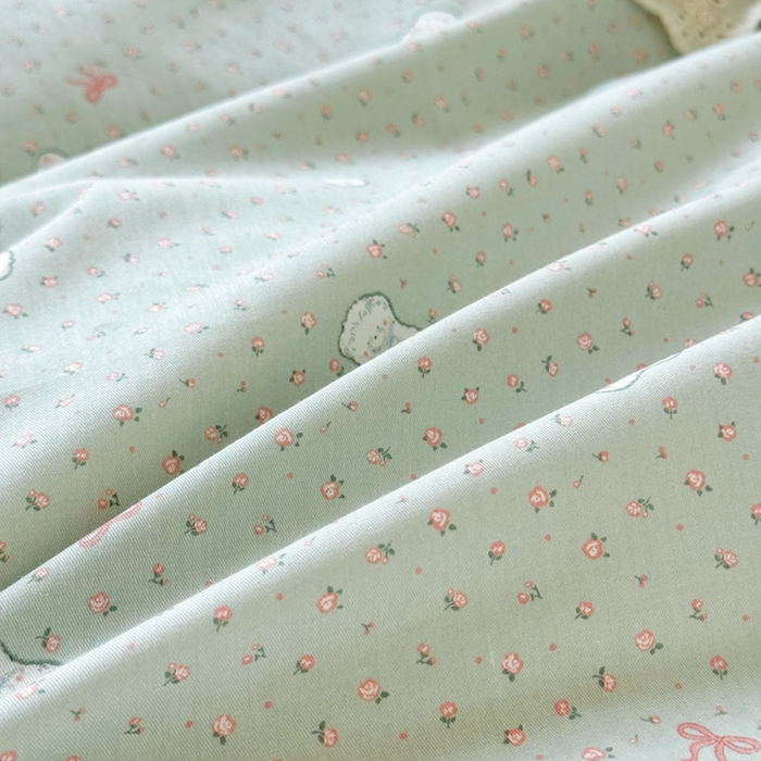 91家纺网 家纺一手货源 找家纺 添越家纺2025新款纯棉砂洗床盖三件套四件套系列 小布丁-绿