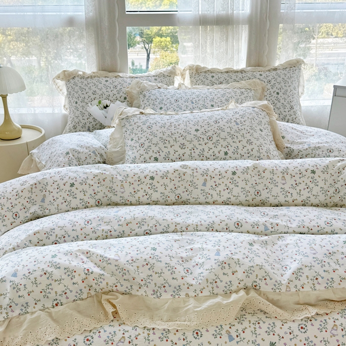 91家纺网 家纺一手货源 找家纺 添越家纺2025新款纯棉砂洗床盖三件套四件套系列 一枝如画