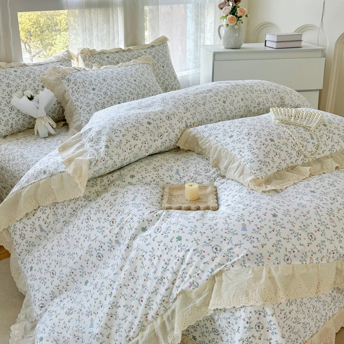 91家纺网 家纺一手货源 找家纺 添越家纺2025新款纯棉砂洗床盖三件套四件套系列 一枝如画