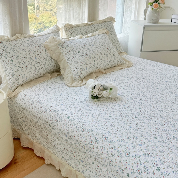 91家纺网 家纺一手货源 找家纺 添越家纺2025新款纯棉砂洗床盖三件套四件套系列 一枝如画