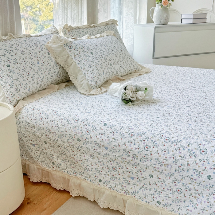 91家纺网 家纺一手货源 找家纺 添越家纺2025新款纯棉砂洗床盖三件套四件套系列 一枝如画