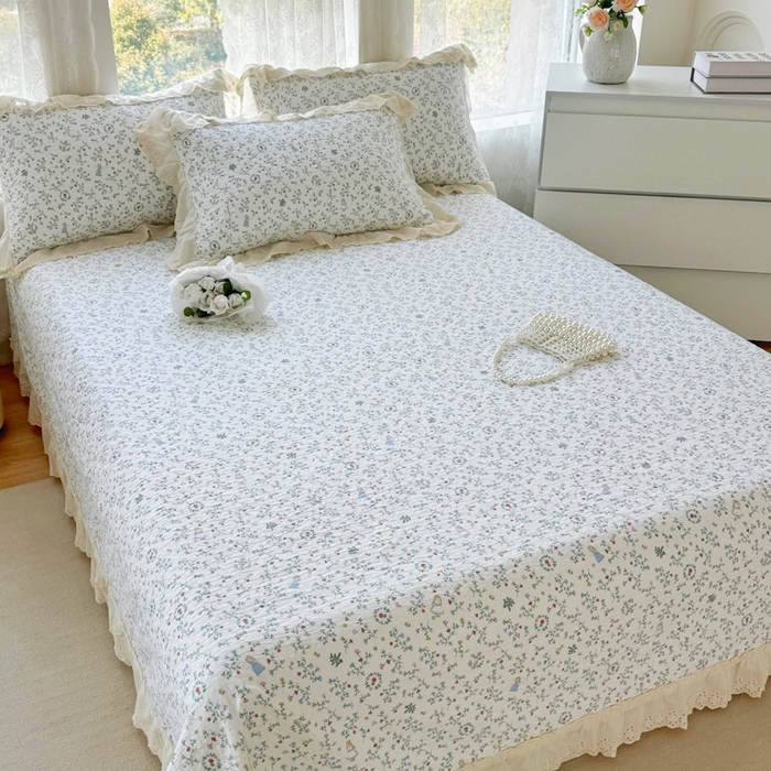 添越家纺2025新款纯棉砂洗床盖三件套四件套系列 一枝如画