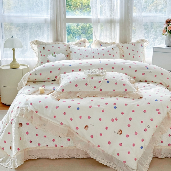 91家纺网 家纺一手货源 找家纺 添越家纺2025新款纯棉砂洗床盖三件套四件套系列 悠闲时光