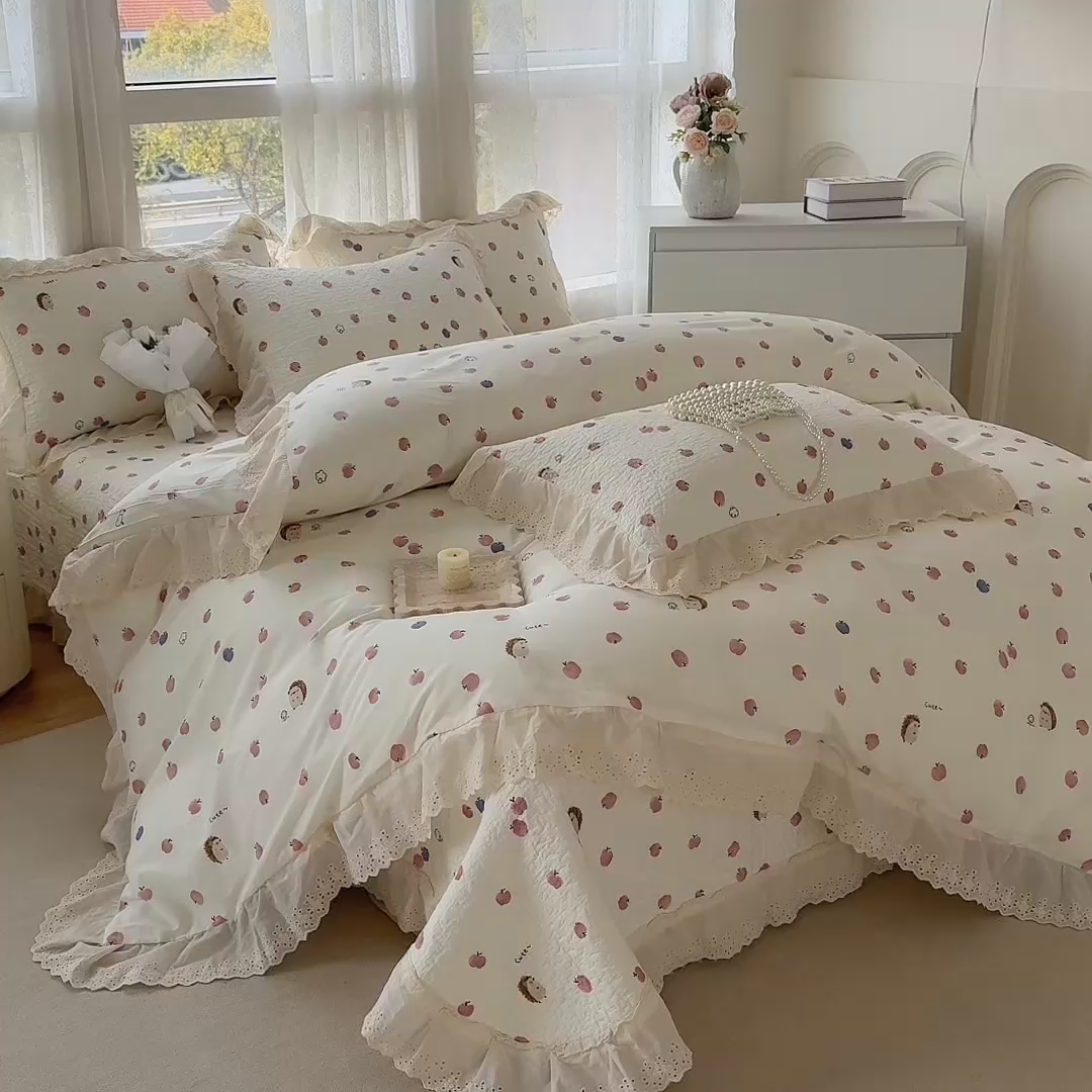 91家纺网 家纺一手货源 找家纺 添越家纺2025新款纯棉砂洗床盖三件套四件套系列 悠闲时光