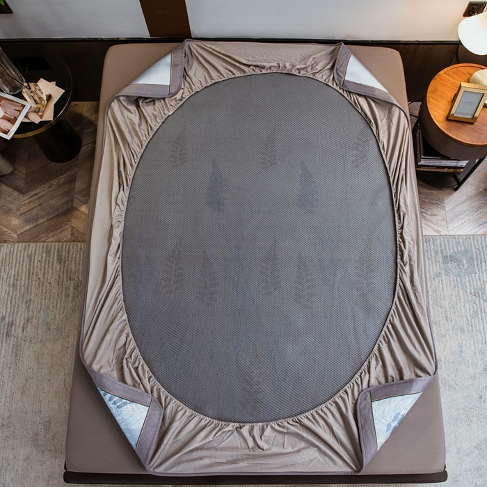 91家纺网 家纺一手货源 找家纺 全季家居 2025新款900D高精密三色纬提花冰丝凉席 床笠-陌上草熏