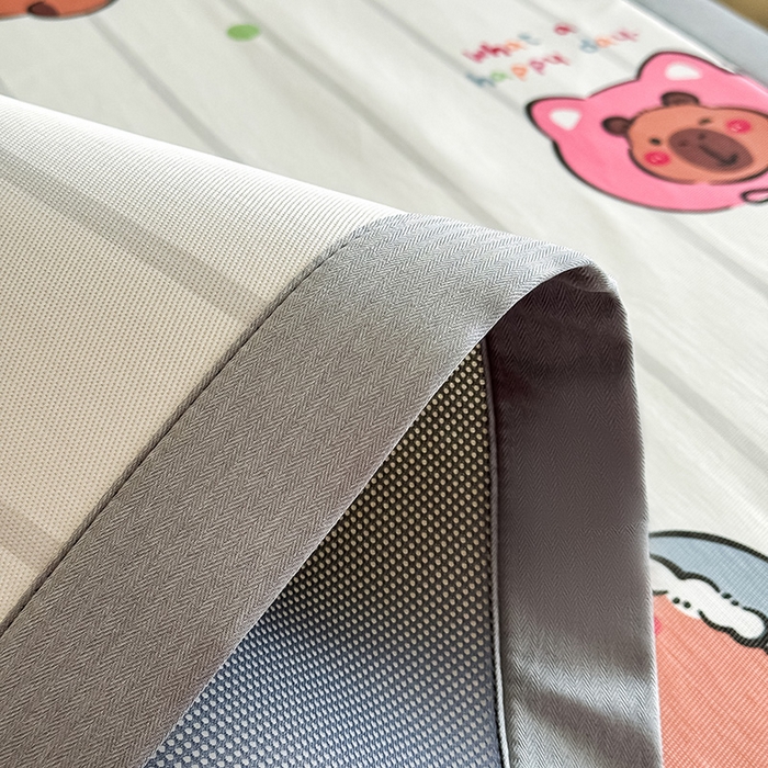 91家纺网 家纺一手货源 找家纺 （总）全季家居 2025新款日韩竖条风格卡通冰丝席