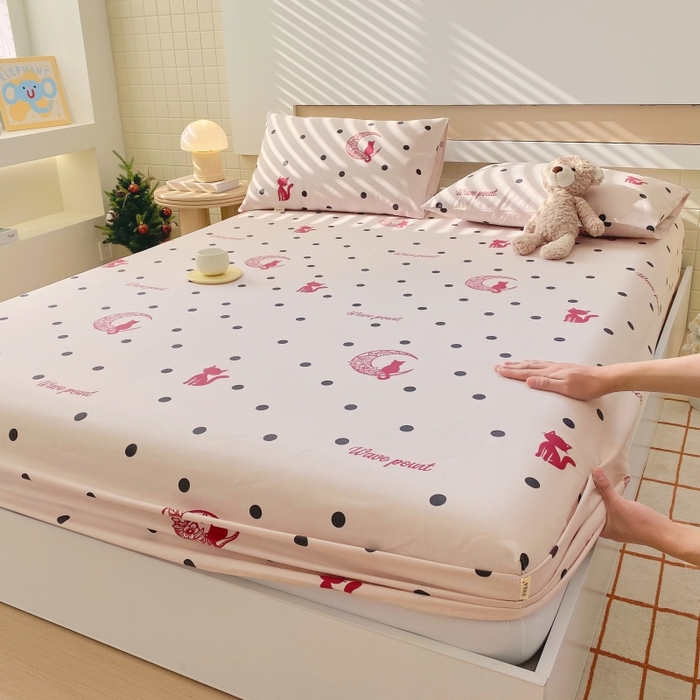 91家纺网 家纺一手货源 找家纺 慕尚家纺 2025新款全棉纯棉老粗布卡通床笠款凉席席子 月亮猫