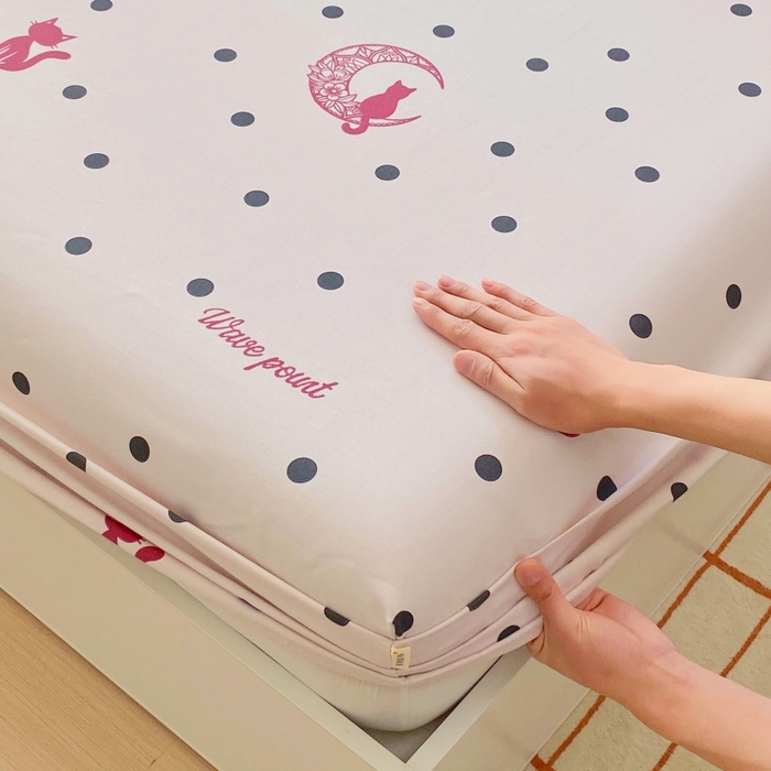 91家纺网 家纺一手货源 找家纺 慕尚家纺 2025新款全棉纯棉老粗布卡通床笠款凉席席子 月亮猫