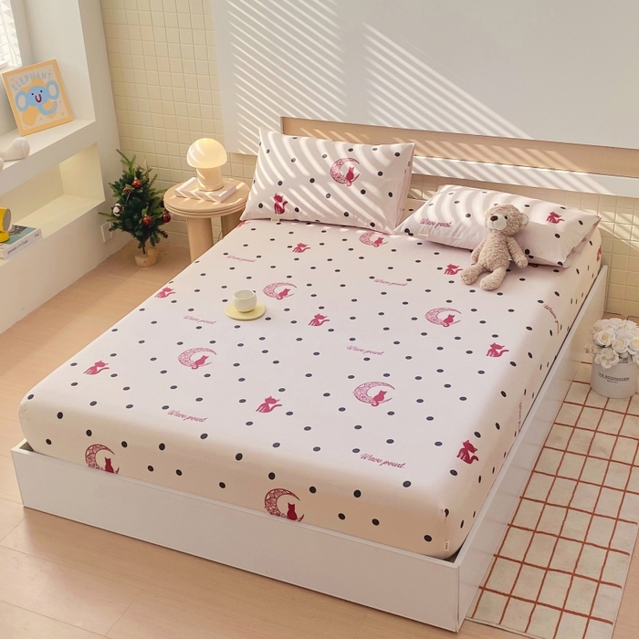 91家纺网 家纺一手货源 找家纺 慕尚家纺 2025新款全棉纯棉老粗布卡通床笠款凉席席子 月亮猫