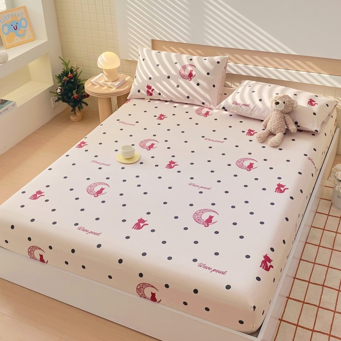 91家纺网 家纺一手货源 找家纺 慕尚家纺 2025新款全棉纯棉老粗布卡通床笠款凉席席子 月亮猫