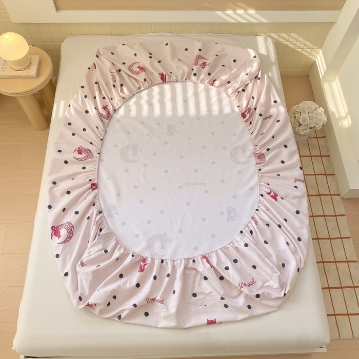 91家纺网 家纺一手货源 找家纺 慕尚家纺 2025新款全棉纯棉老粗布卡通床笠款凉席席子 月亮猫