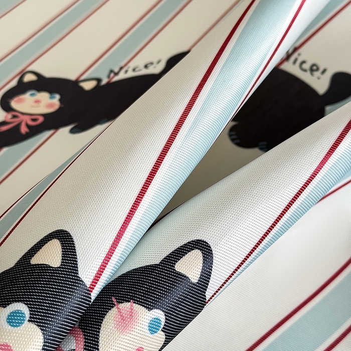 91家纺网 家纺一手货源 找家纺 全季家居 2025新款日韩竖条风格卡通冰丝席 淘气猫