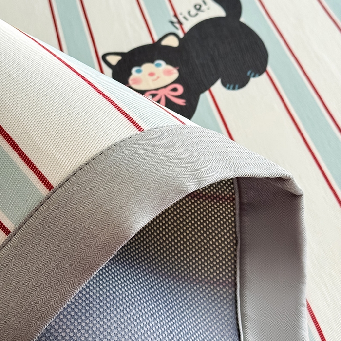 91家纺网 家纺一手货源 找家纺 全季家居 2025新款日韩竖条风格卡通冰丝席 淘气猫