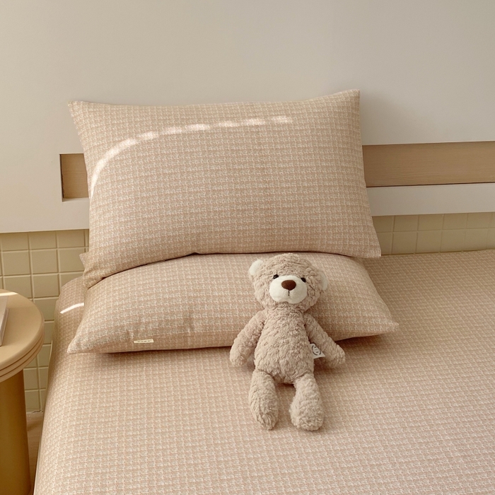 91家纺网 家纺一手货源 找家纺 慕尚家纺 2025新款全棉纯棉老粗布卡通床笠款凉席席子 宝贝熊