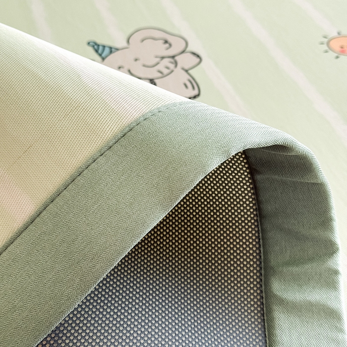 91家纺网 家纺一手货源 找家纺 全季家居 2025新款日韩竖条风格卡通冰丝席 阳光小象