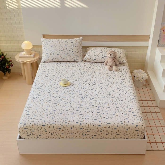 91家纺网 家纺一手货源 找家纺 慕尚家纺 2025新款全棉纯棉老粗布卡通床笠款凉席席子 丛林