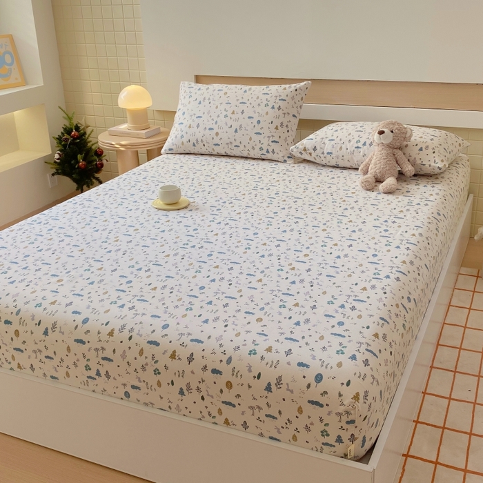 91家纺网 家纺一手货源 找家纺 慕尚家纺 2025新款全棉纯棉老粗布卡通床笠款凉席席子 丛林