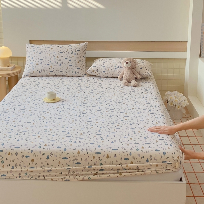 91家纺网 家纺一手货源 找家纺 慕尚家纺 2025新款全棉纯棉老粗布卡通床笠款凉席席子 丛林