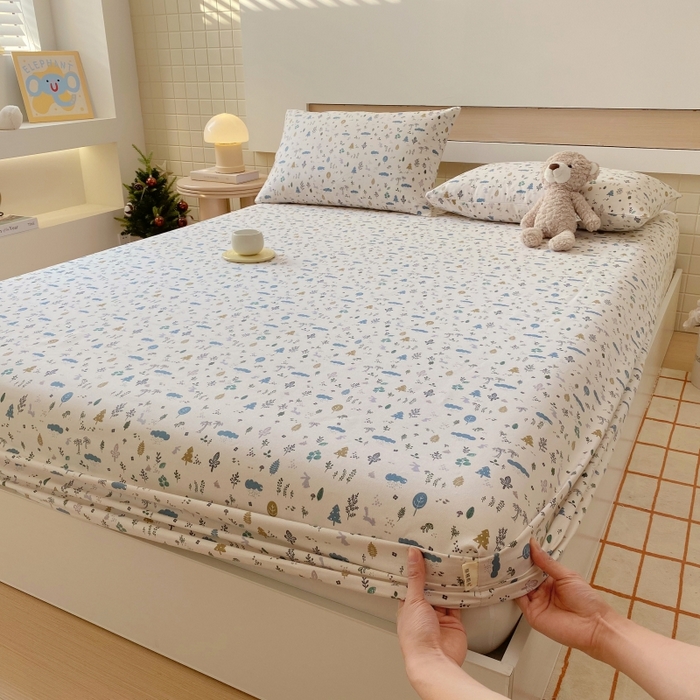 91家纺网 家纺一手货源 找家纺 慕尚家纺 2025新款全棉纯棉老粗布卡通床笠款凉席席子 丛林