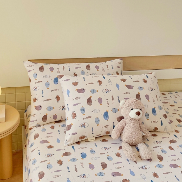 91家纺网 家纺一手货源 找家纺 慕尚家纺 2025新款全棉纯棉老粗布卡通床笠款凉席席子 海底世界