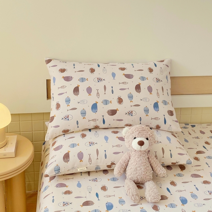 91家纺网 家纺一手货源 找家纺 慕尚家纺 2025新款全棉纯棉老粗布卡通床笠款凉席席子 海底世界